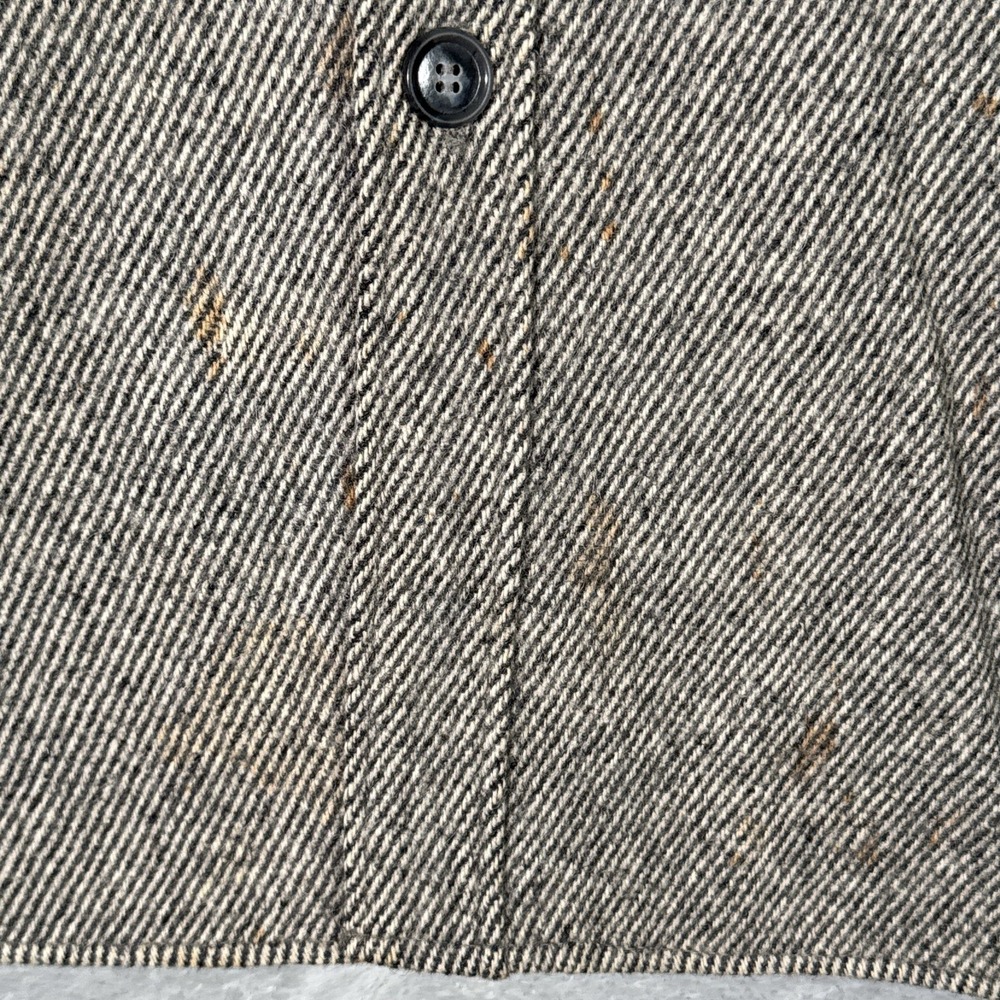 Woolrich Jacket Mens L Gray Wool Herringbone Tweed CPO Shirt Jacket *FLAWS - Picture 3 of 13